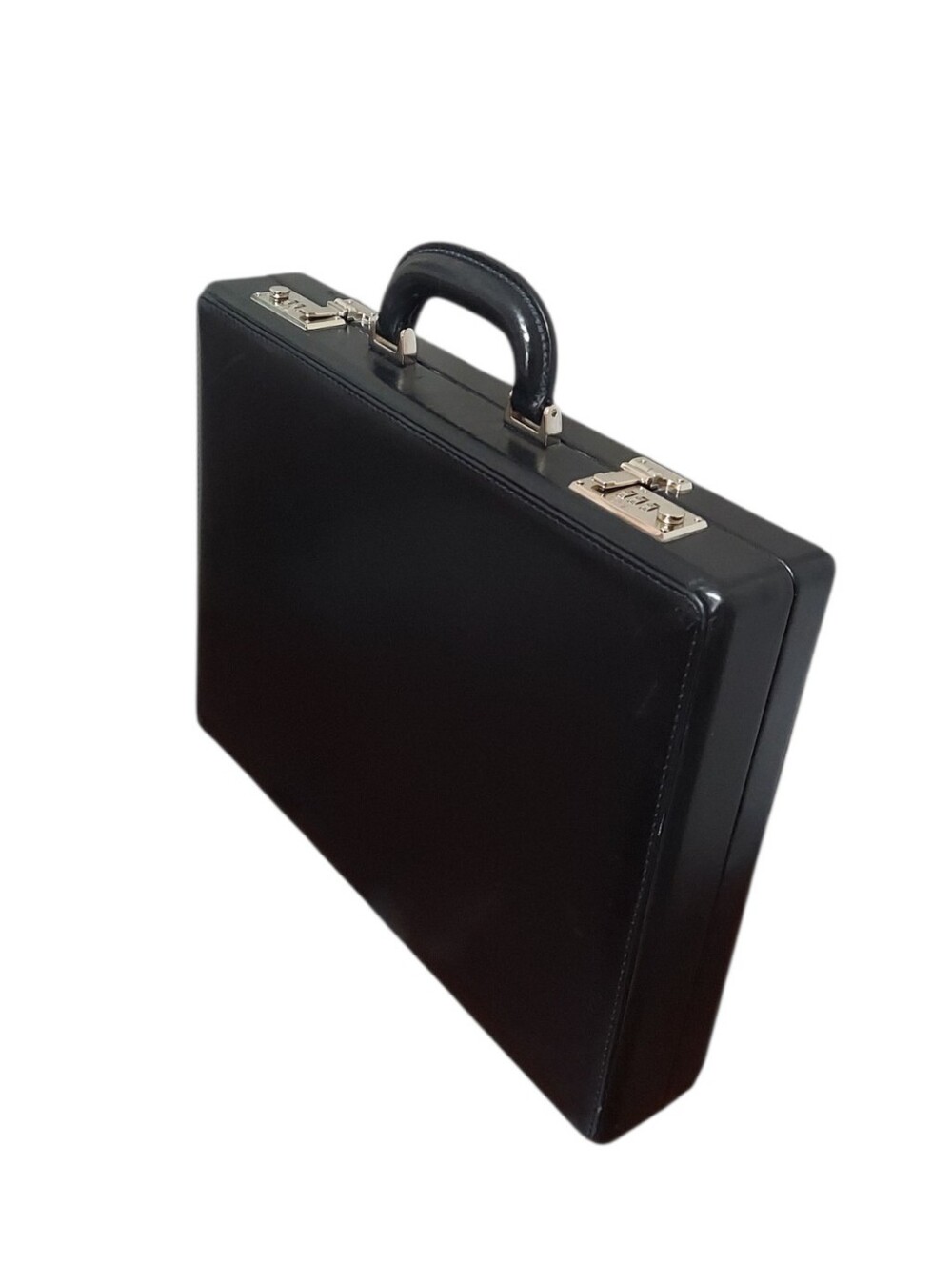 Cole Haan Black Leather Classic Hardshell Attache Briefcase Gently Loved - Picture 2 of 11